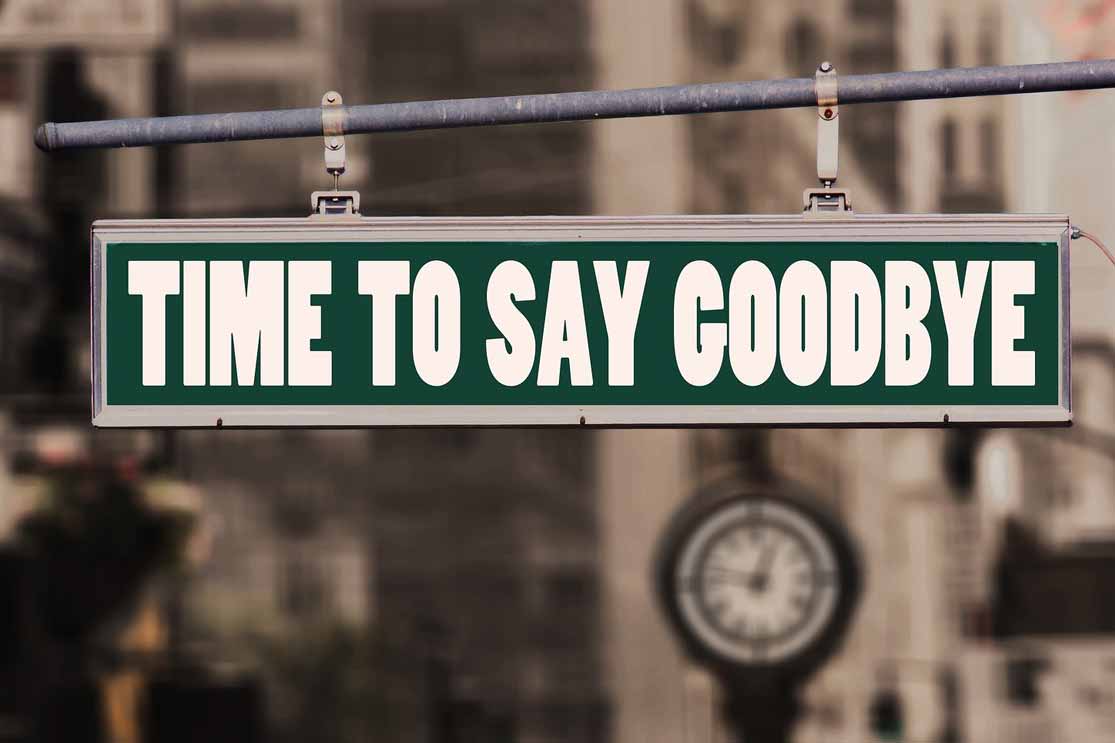 time to say goodbye green sign