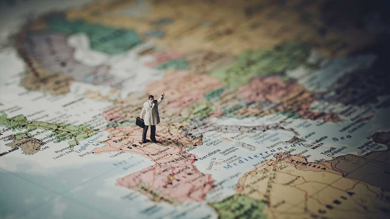 figurine on a map